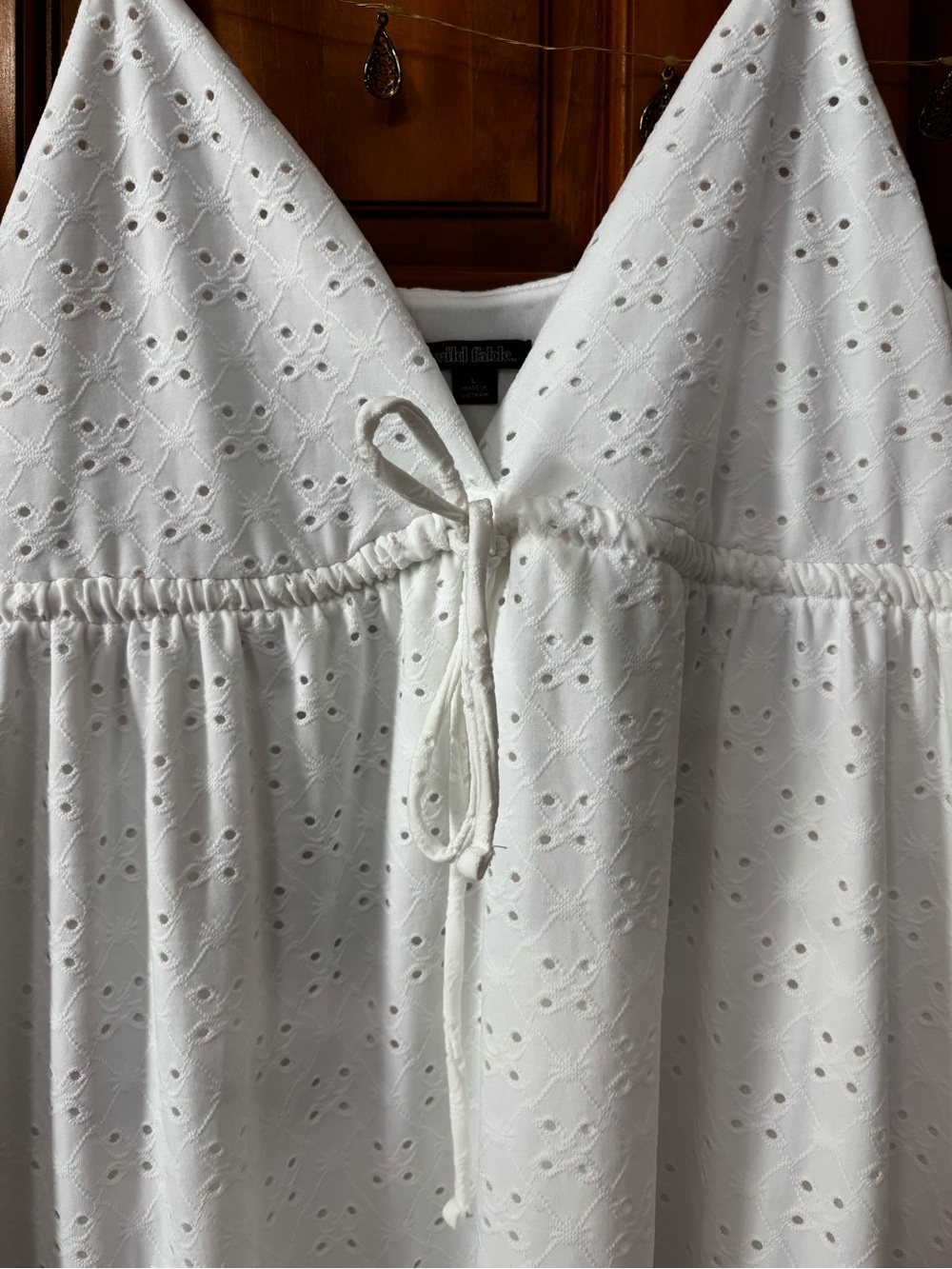 wild fable White Eyelet V-Neck Sundress - Picture 3 of 4